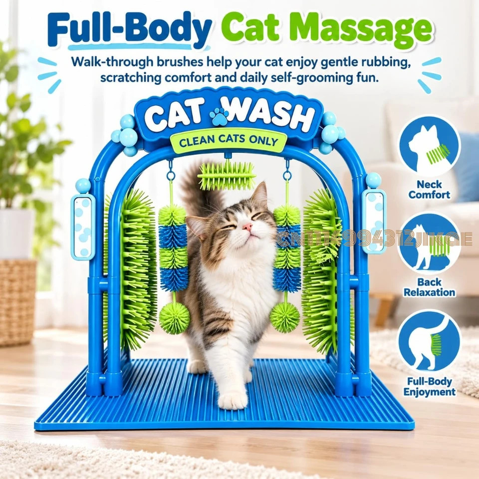 Cat Self-Grooming Arch with Brushes